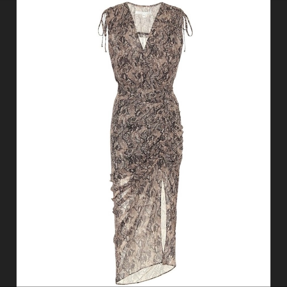 Veronica Beard Teagan Ruched Python Printed Dress